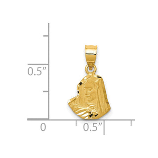 14k Yellow Gold Satin and Diamond-Cut Mary Pendant