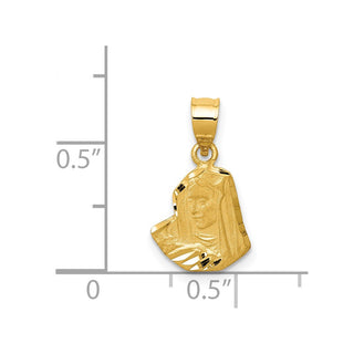 14k Yellow Gold Satin and Diamond-Cut Mary Pendant