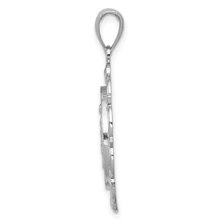 14k White Gold Polished Miraculous Medal With Scallop Frame Pendant