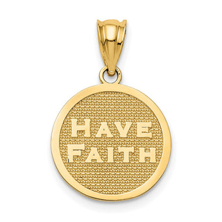 14k Yellow Gold Polished Reversible Have Faith/Footprints Pendant