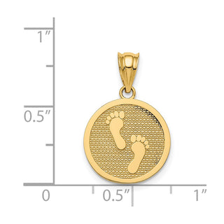 14k Yellow Gold Polished Reversible Have Faith/Footprints Pendant