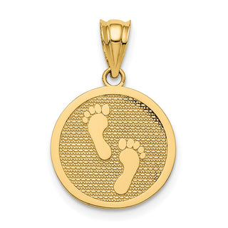 14k Yellow Gold Have Faith Footprints Pendant - Reversible, Polished & Textured