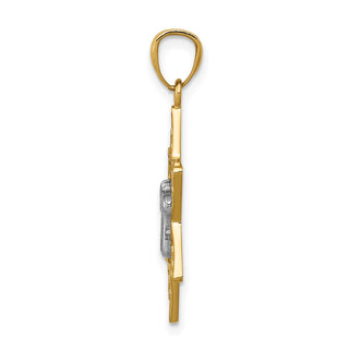14k Yellow and White Gold Polished Star Of David with Chai Pendant