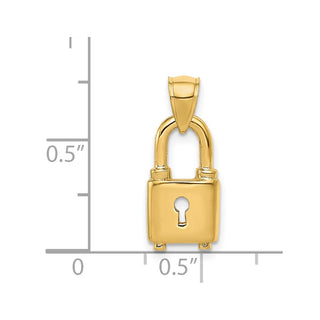 14k Yellow Gold Polished Lock Pendant