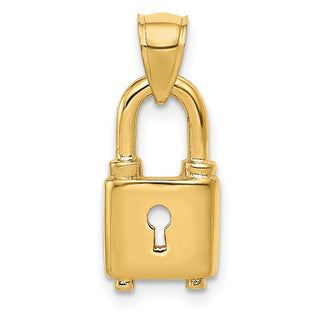 14k Yellow Gold Polished Lock Pendant