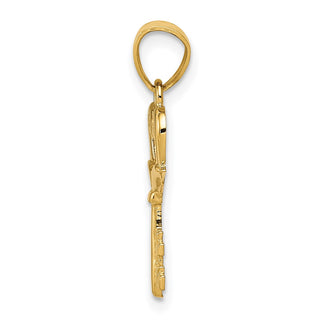 14k Yellow Gold Polished Swans Heart Key Pendant