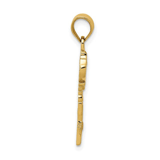 14k Yellow Gold Polished Filigree Key Pendant
