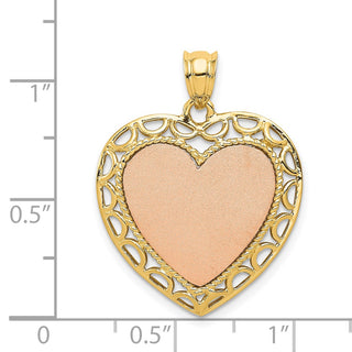 14k Yellow and Rose Gold Polished and Satin Heart Pendant