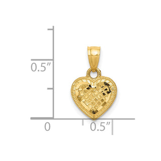 14k Yellow Gold Diamond-Cut Lattice Heart Pendant