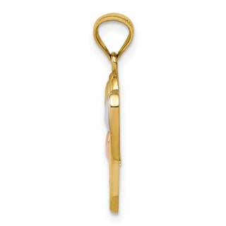 14k Yellow and Rose Gold with Rhodium Polished Hearts Pendant K5865