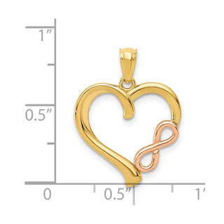 14k Yellow and Rose Gold Polished Infinity Heart Pendant