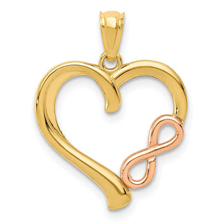 14k Yellow and Rose Gold Polished Infinity Heart Pendant
