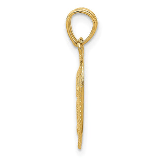 14k Yellow Gold Break Apart Diamond-Cut Te Amo Heart Pendant
