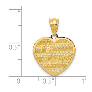 14k Yellow Gold Te Amo Heart Pendant - Solid Polished