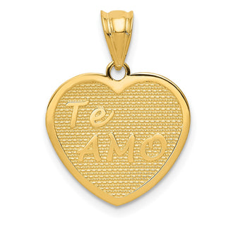 14k Yellow Gold Te Amo Heart Pendant - Solid Polished