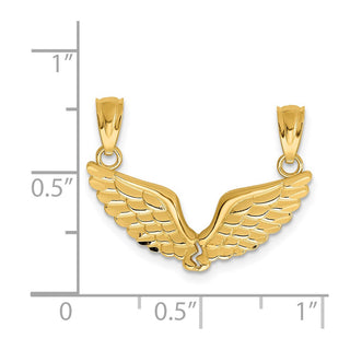 14k Yellow Gold Polished Break Apart Angel Wings Pendant