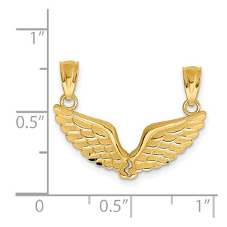 14k Yellow Gold Polished Break Apart Angel Wings Pendant