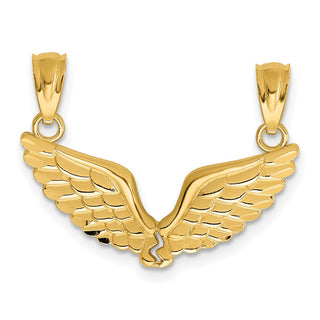 14k Yellow Gold Polished Break Apart Angel Wings Pendant