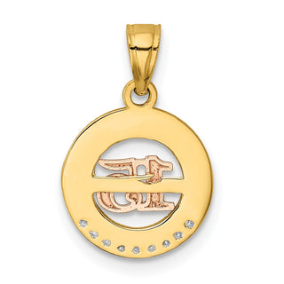14k Two-Tone Gold W/White Rhodium CZ 15 Pendant
