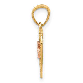 14k Yellow Gold Two-Tone Diamond-Cut 15 Pendant