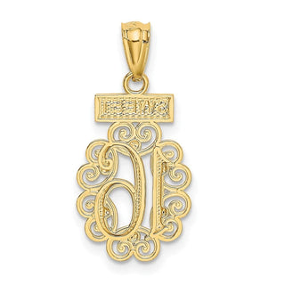 14k Yellow Gold and Rhodium Sweet 16 w/Filigree Pendant