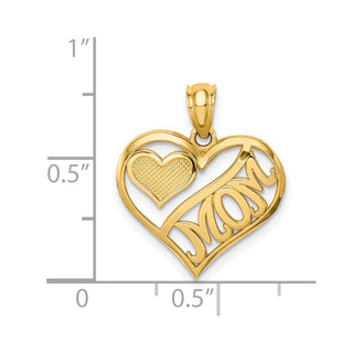 14k Yellow Gold Polished Mom and Heart In Heart Pendant