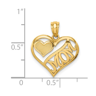14k Yellow Gold Polished Mom and Heart In Heart Pendant
