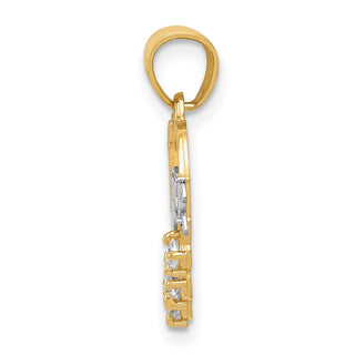 14k Yellow Gold And Rhodium CZ #1 Daughter Heart Pendant