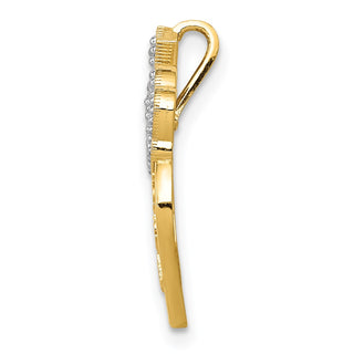 14k Yellow Gold and Rhodium Polished Daddys Little Girl Heart Slide