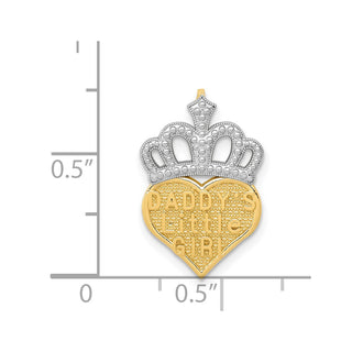 14k Yellow Gold and Rhodium Polished Daddys Little Girl Heart Slide
