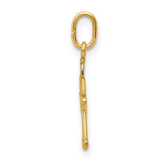 14k Yellow Gold Polished Small Angel with Heart Pendant