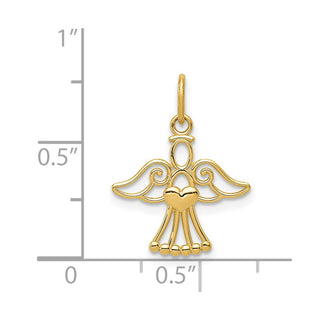 14k Yellow Gold Polished Small Angel with Heart Pendant