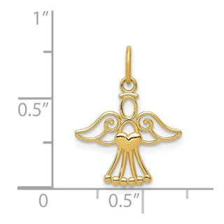 14k Yellow Gold Polished Small Angel with Heart Pendant