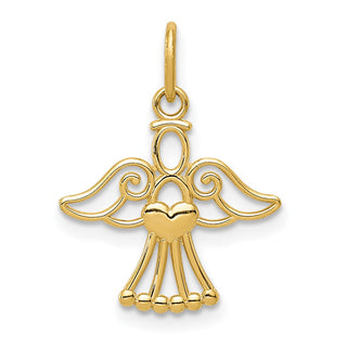 14k Yellow Gold Polished Small Angel with Heart Pendant