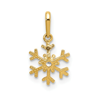 14k Yellow Gold Polished CZ Snowflake Charm