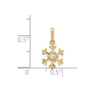 14k Yellow Gold Polished CZ Snowflake Charm