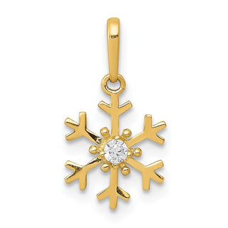14k Yellow Gold Polished CZ Snowflake Charm