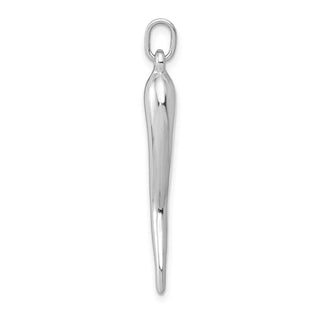 14k White Gold 3D Italian Horn Charm K5928
