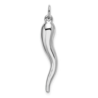 14k White Gold 3D Italian Horn Charm K5928