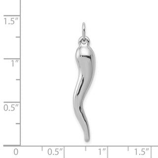 14k White Gold 3D Italian Horn Charm K5928