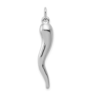 14k White Gold 3D Italian Horn Charm K5928