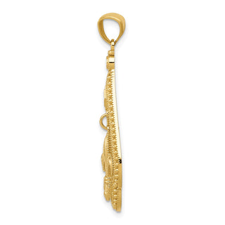 14k Yellow Gold Diamond-Cut Polished Fleur De Lis Dangle Pendant
