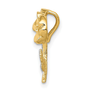 14k Yellow Gold and Rhodium Polished Rose Flower Slide