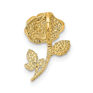 14k Yellow Gold and Rhodium Polished Rose Flower Slide