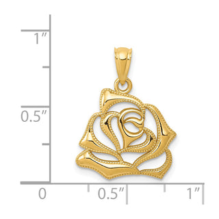 14k Yellow Gold Polished Open Rose Pendant