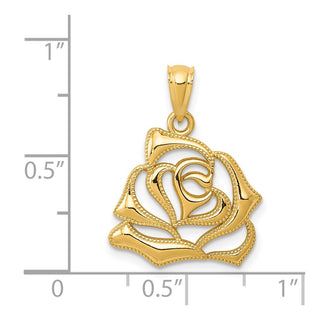 14k Yellow Gold Polished Open Rose Pendant