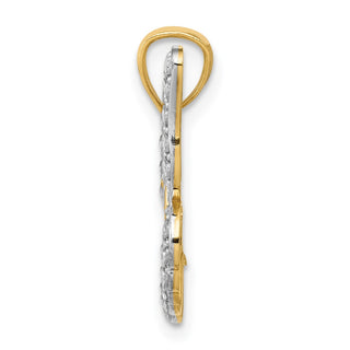 14k Yellow Gold And Rhodium Diamond-Cut Polished Open Butterfly Pendant