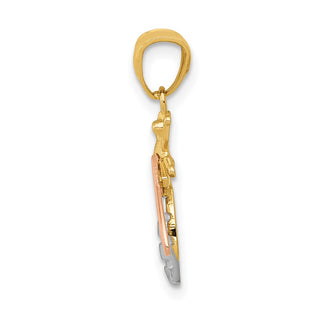 14k Yellow and Rose Gold w/Rhodium Polished Bee Pendant