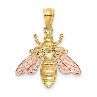 14k Yellow and Rose Gold w/Rhodium Polished Bee Pendant