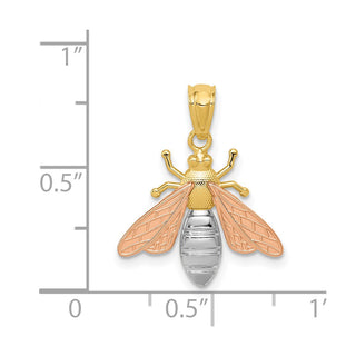 14k Yellow and Rose Gold w/Rhodium Polished Bee Pendant